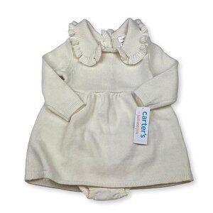 Carter's Just One You® Baby Girls' 2pc Ruffle Sweater Dress - Ivory 6M